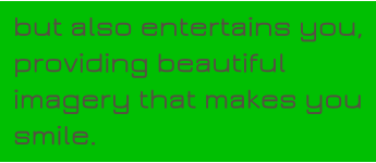 but also entertains you, providing beautiful imagery that makes you smile.